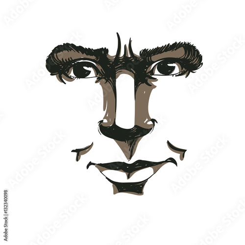 Hand-drawn vector illustration of irate woman. Artistic image, n