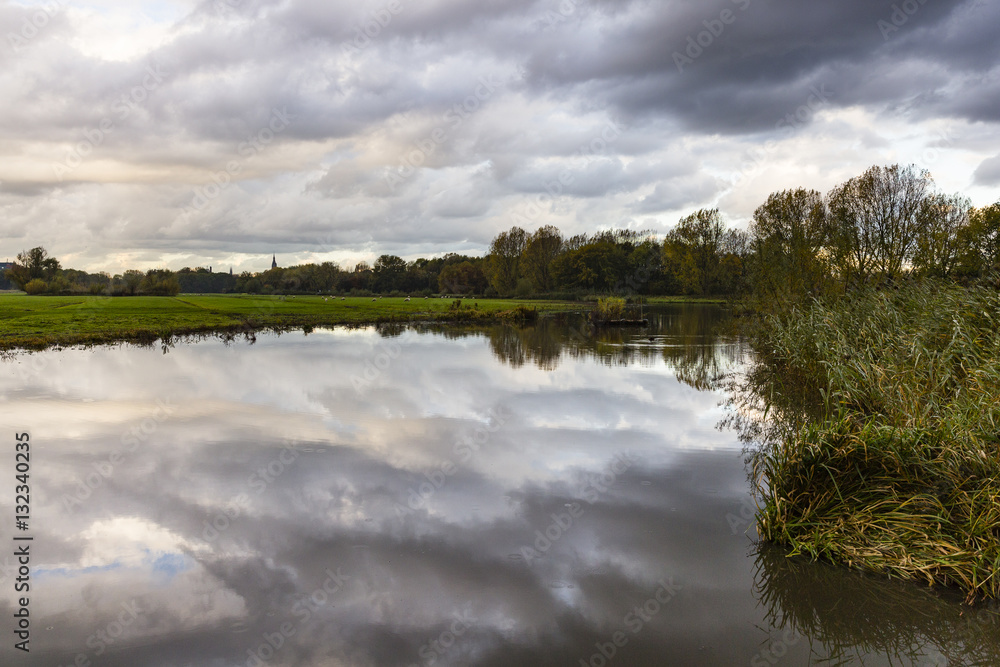 reflection of clouds in water