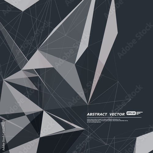 Abstract composition. Minimalistic fashion backdrop design. Black, white polygonal figure icon. Triangle font texture. Creative banner. Angle connection fiber. Linking lines ornament. Stock vector art