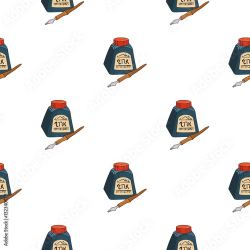 Dip pen with inkwell icon in pattern style isolated on white background. Artist and drawing symbol stock vector illustration.