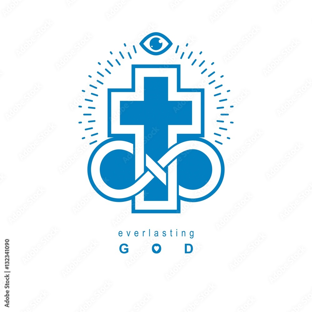 Fototapeta premium Everlasting Christian Belief in God vector creative symbol desig