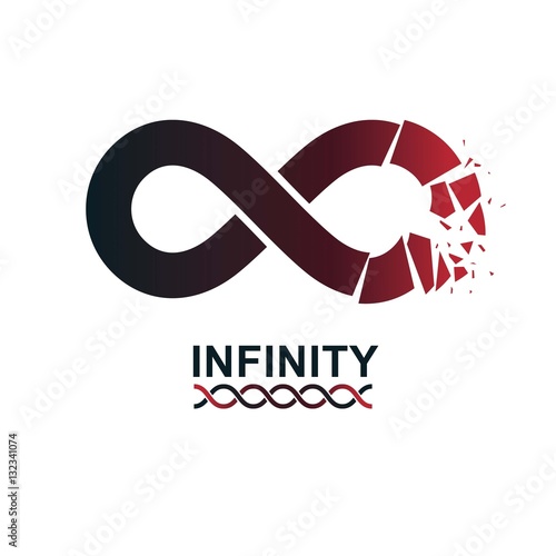 Crashed Infinity Loop conceptual logo, vector special sign. Ever