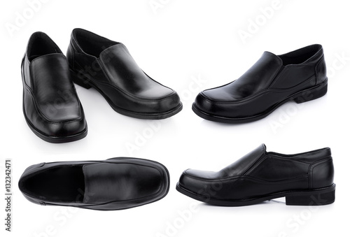 Black Leather shoes isolated on white background