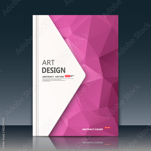 Abstract composition. Purple garnet construction. White triangle section trademark. A4 brochure title sheet. Creative figure logo icon. Commercial offer banner form. Ad flyer fiber. Headline element.