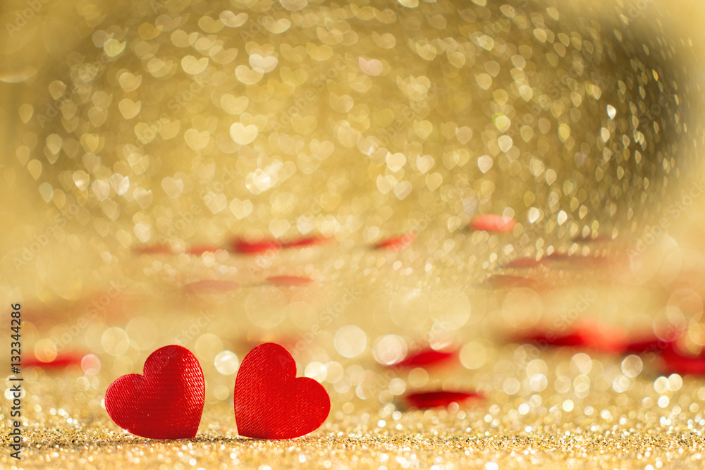 valentine's day hearts on golden background valentine's day hearts on golden background