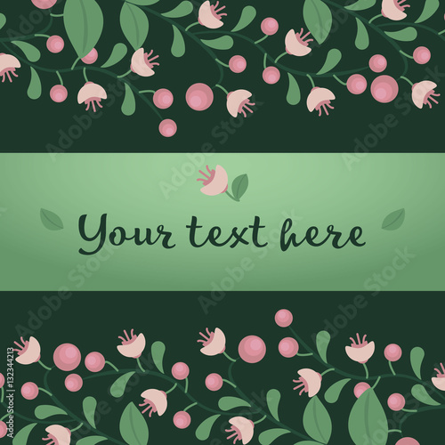 Greeting card with flowers. Vector illustration.