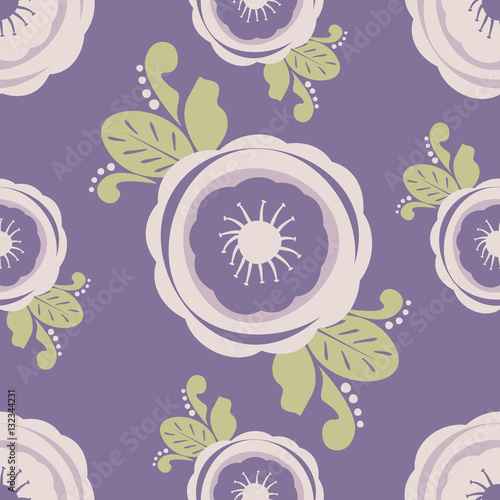 Abstract seamless pattern with flowers. Vector illustration.