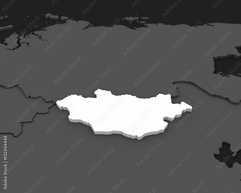 mongolia map 3D rendering