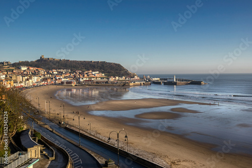 looking across Scarborough beach in Yorkshire England