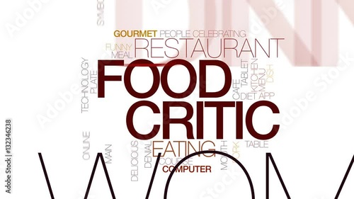 Food critic animated word cloud. Kinetic typography.