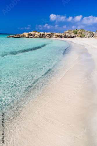 Fototapeta Naklejka Na Ścianę i Meble -  Famous pink coral beach of Elafonissi (Elafonisi) on Crete, Mediterannean sea, Greece