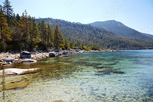 Lake Tahoe shore with clear water