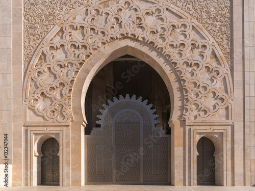 Detail of Hassan II Mosque in Casablanca, Morocco 