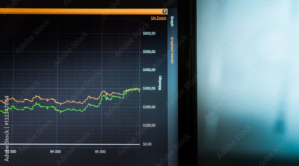 Statistics on the laptop screen as a graph. Poker statistics Statistics on the laptop screen as a graph. Poker statistics
