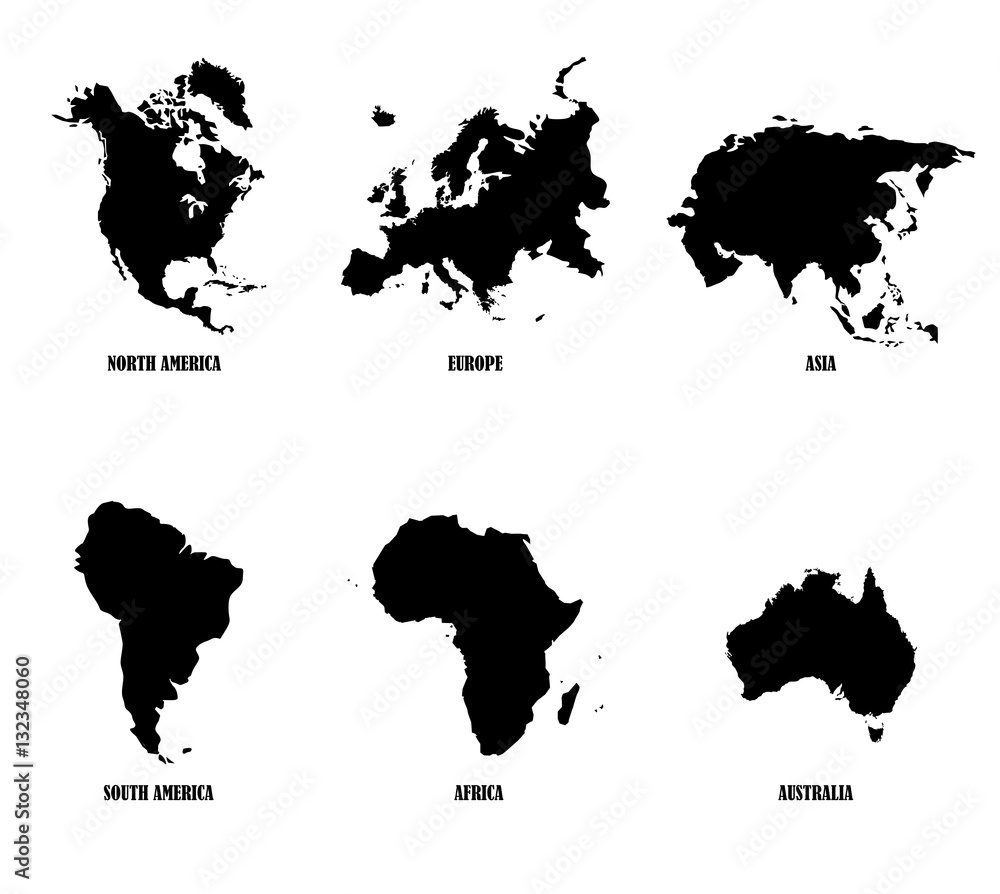 Naklejka premium Continents map
