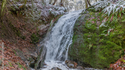 Forest waterfall in the winter time. Coal creek falls  Issaquah  Washington State  USA