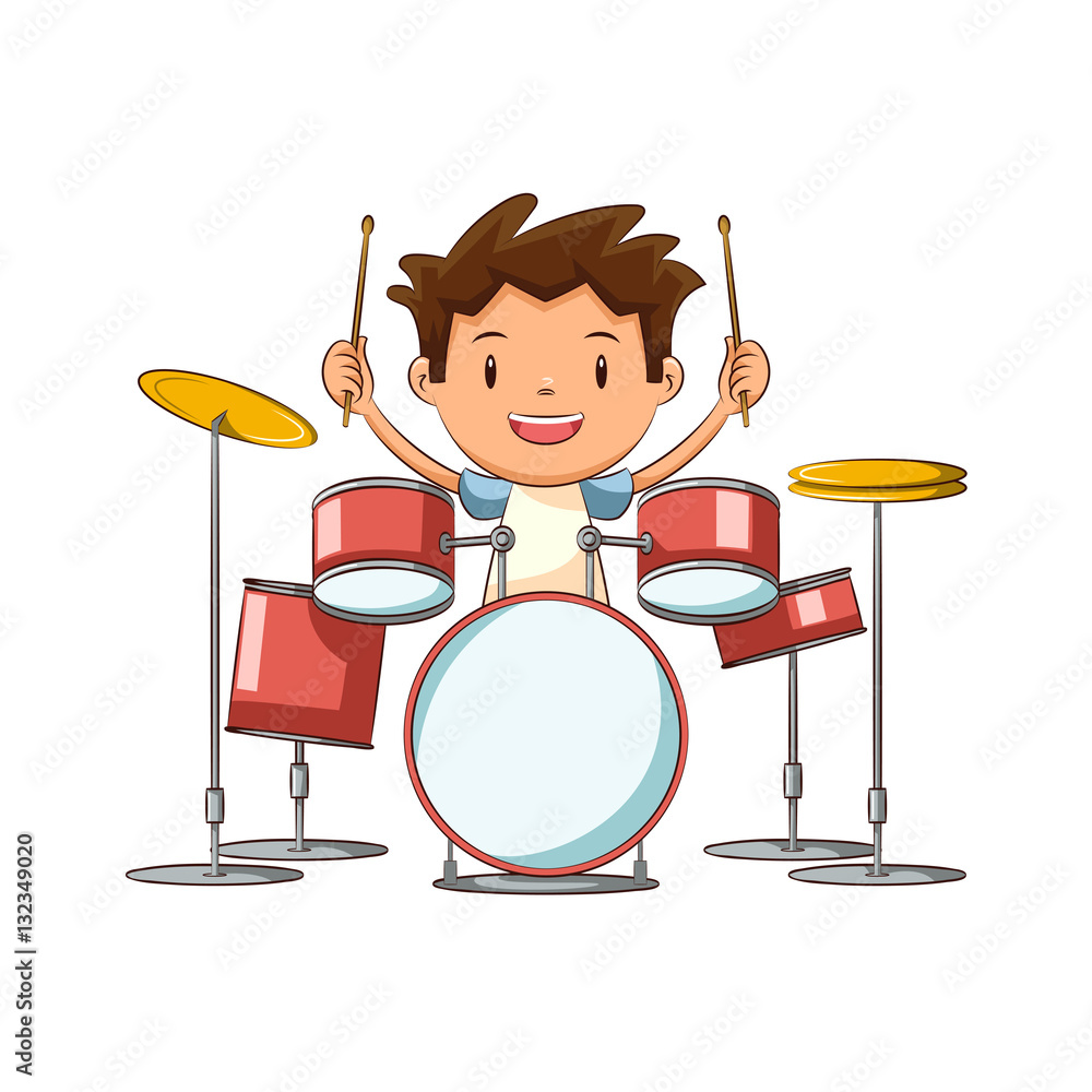 Play the Drums picture for Kids drawn