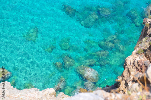 turquoise sea and rocks