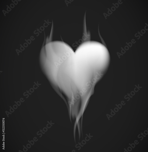 Smoke heart shape. Red smoke in heart silhouette pattern on blac