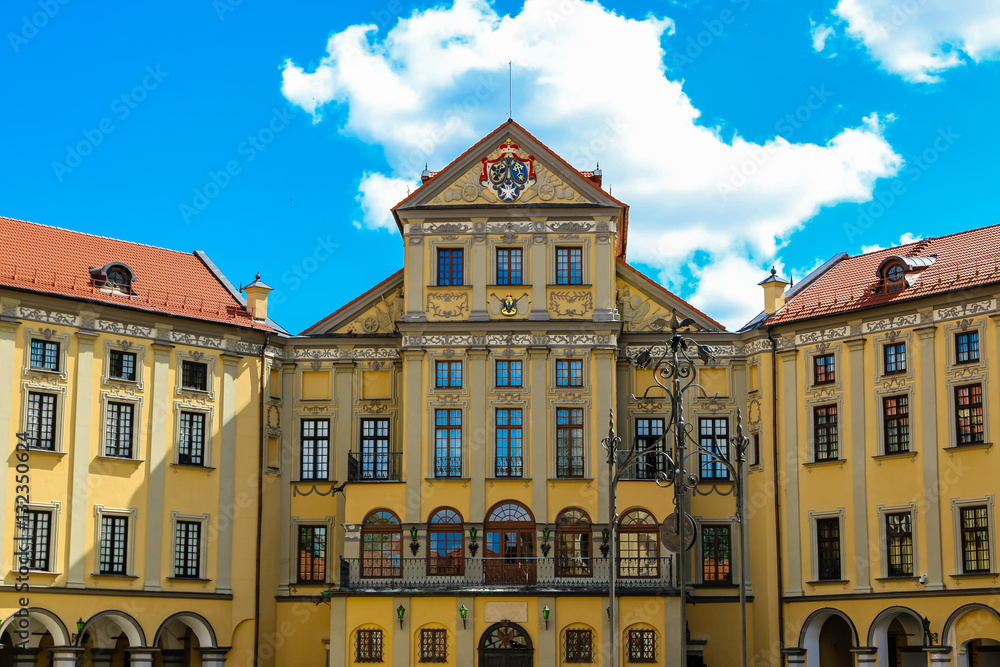 Fototapeta premium The old red castle of Nesvizh, Belarus. 100 km from Minsk.