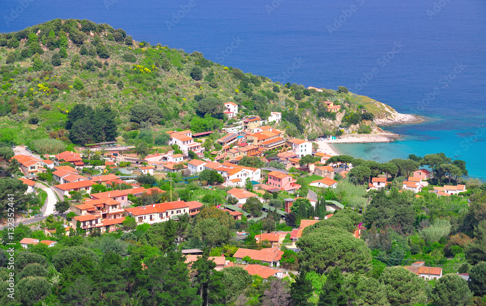 Blick auf das Capo Sant Andrea auf der Insel Elba,Mittelmeer,Toskana,Italien