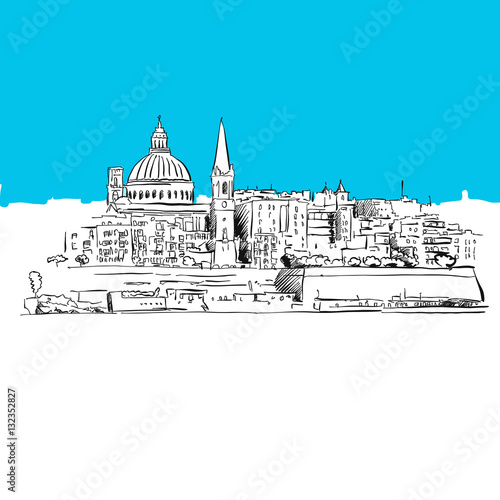 Valetta, Malta Panorama, Blaue Serie