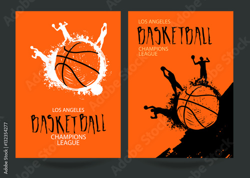 Design for basketball. Set posters for the tournament. Abstract background. Streetball. Hand drawing lettering. EPS file is layered.