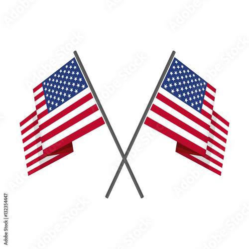 Two crossed american flag vector.