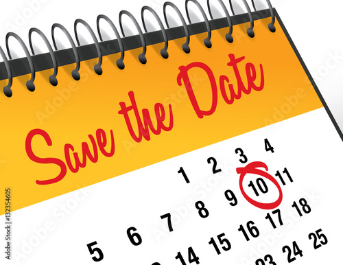 Save the Date mark on calendar, vector illustration