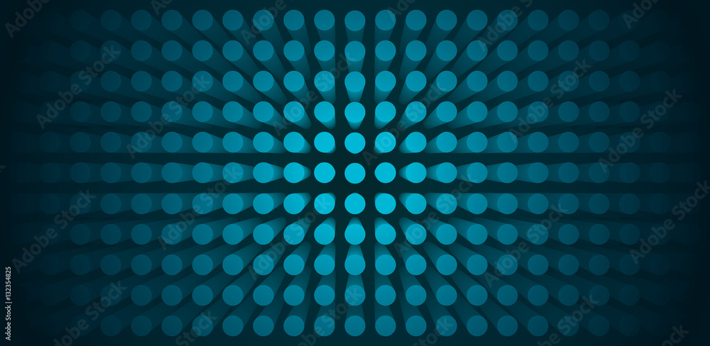 Volume abstract blue background, many pillar, cylinders, 3d vector wallpaper