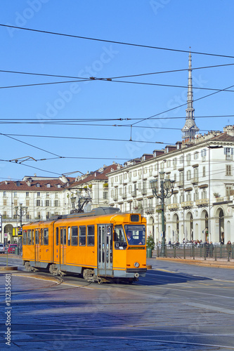 torino e tram in piazza vittorio veneto piemonte italia europa italy europe