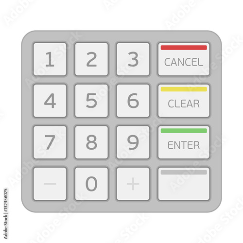 Keypad of an automated teller machine.