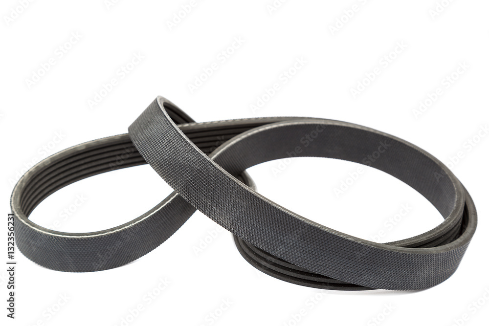 Car alternator belt isolated on white background Car alternator belt isolated on white background