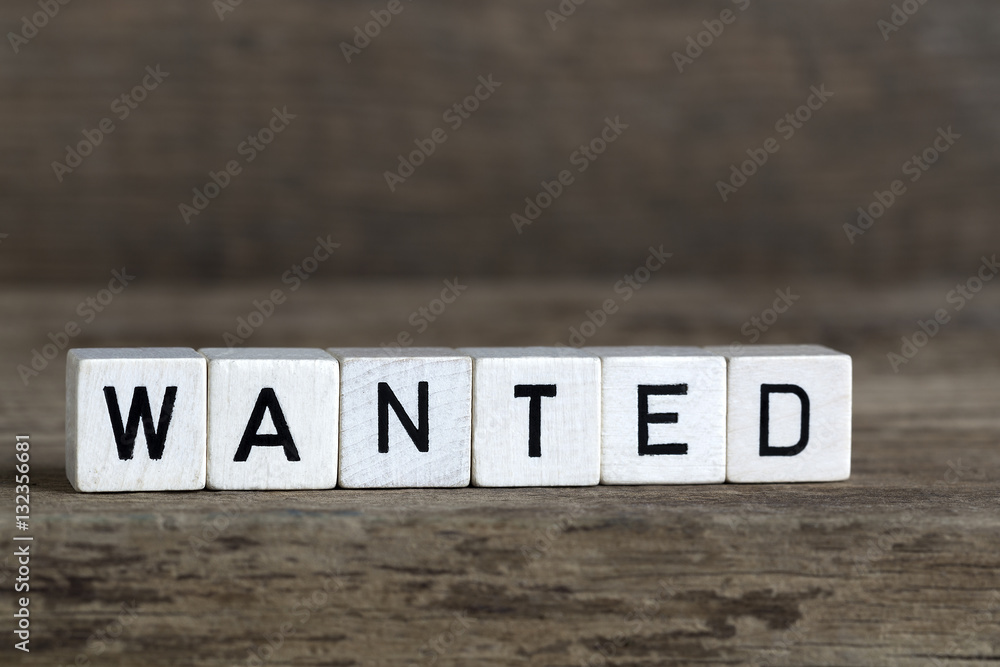 Fototapeta premium Wanted, written in cubes