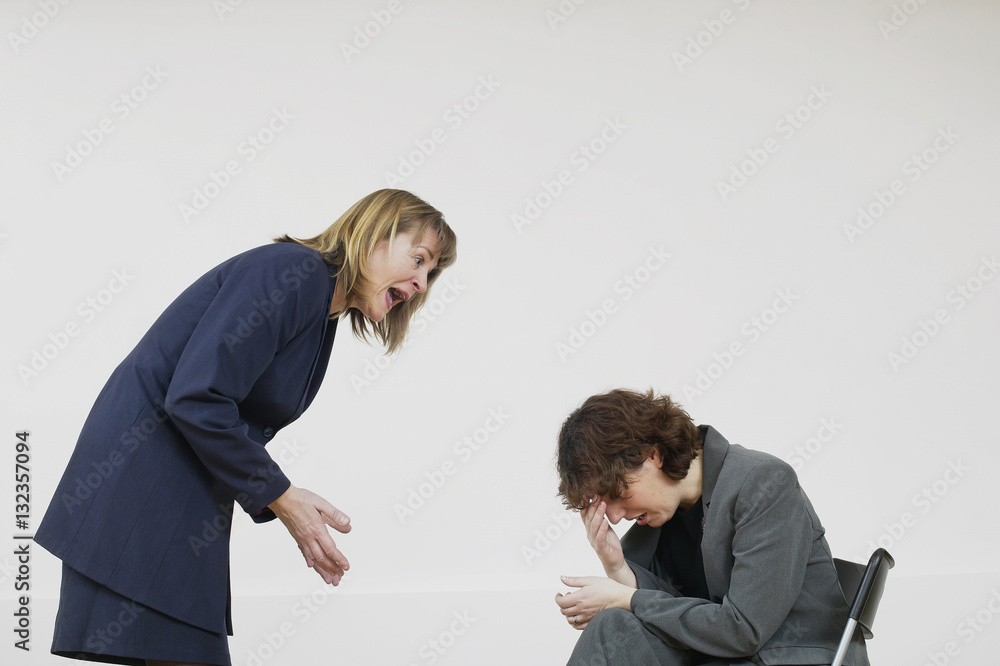two business women arguing and crying two business women arguing and crying