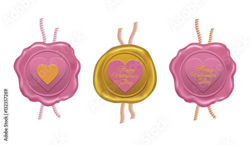 gold and pink wax seal for Valentine's day