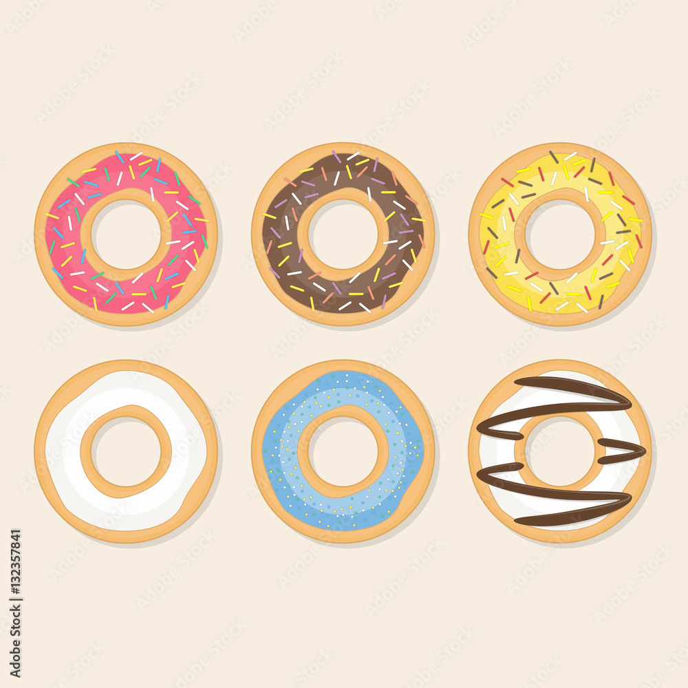Donut vector set. Stock Vector | Adobe Stock