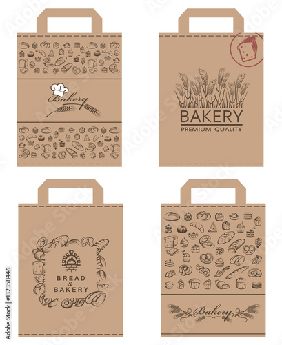 collection of various food packages with bread and bakery products