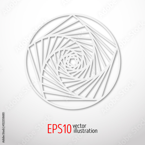 Sacral symbol made of paper, 3d. Spiritual design. The corridor of time in universe