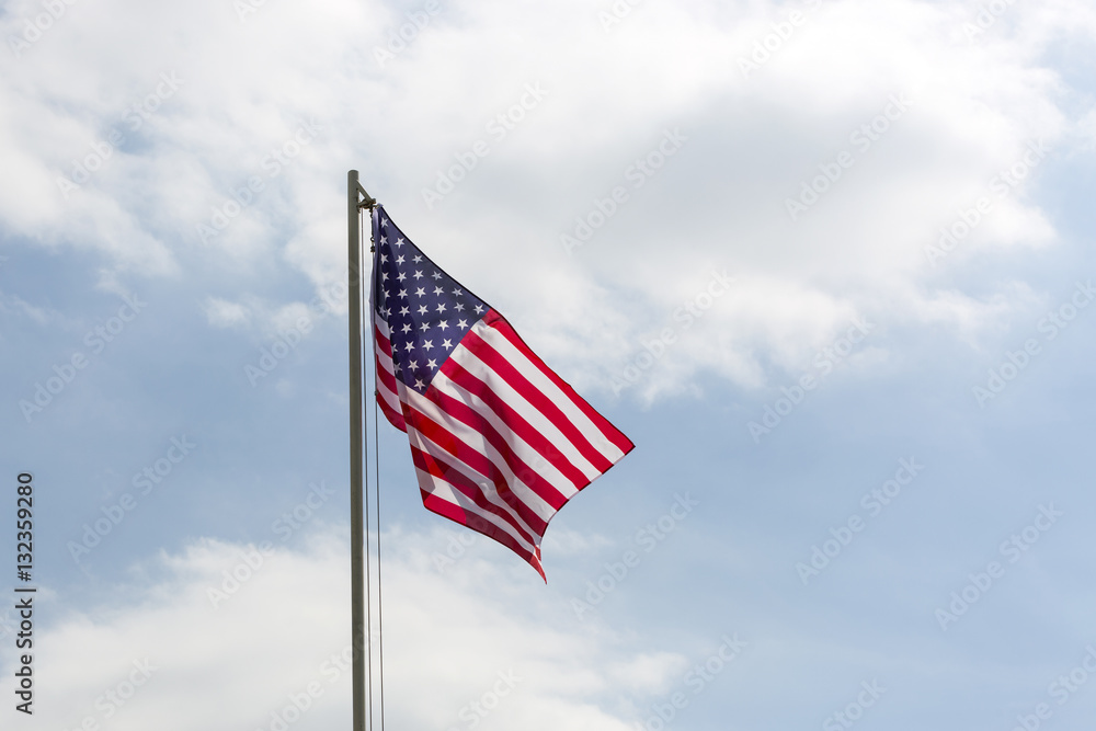 Flag of United States on a flagpole Flag of United States on a flagpole