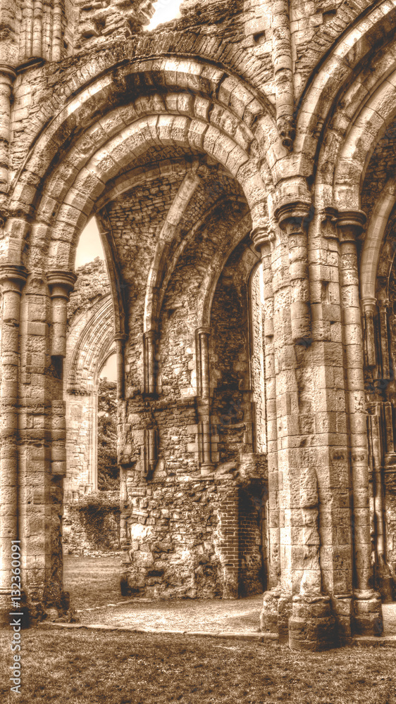 Ruins of Netley Abbey E Cistercian monastery HDR Sepia Tone