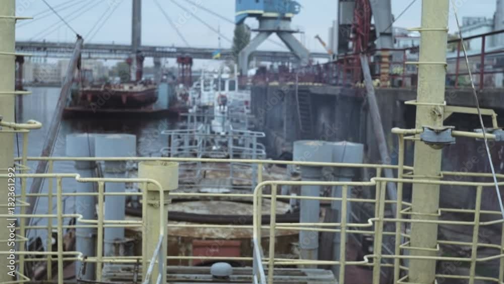 Shipbuilding zone view, port from a board of industrial boat hd Shipbuilding zone view, port from a board of industrial boat hd