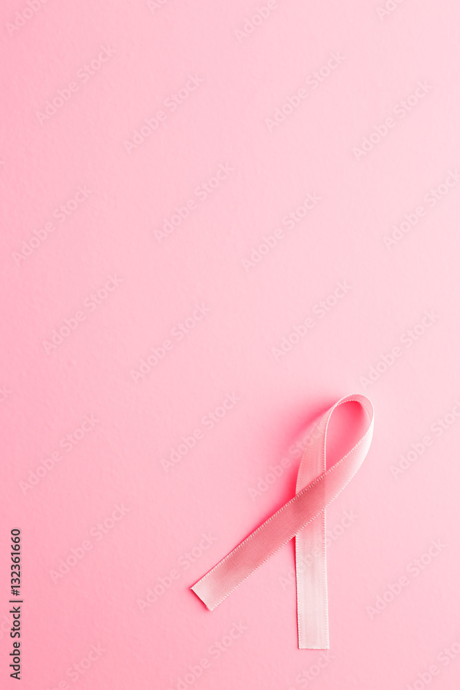 Pink breast cancer ribbon.