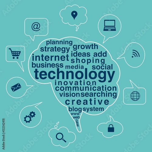 Virtual world and technology, icons