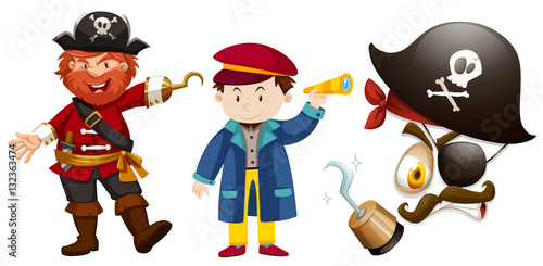 Pirate characters on white background