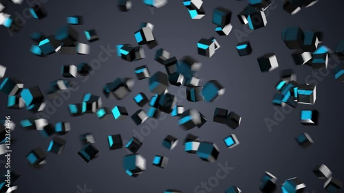 Happy new year 2018 text rotating blue particles futuristic intro