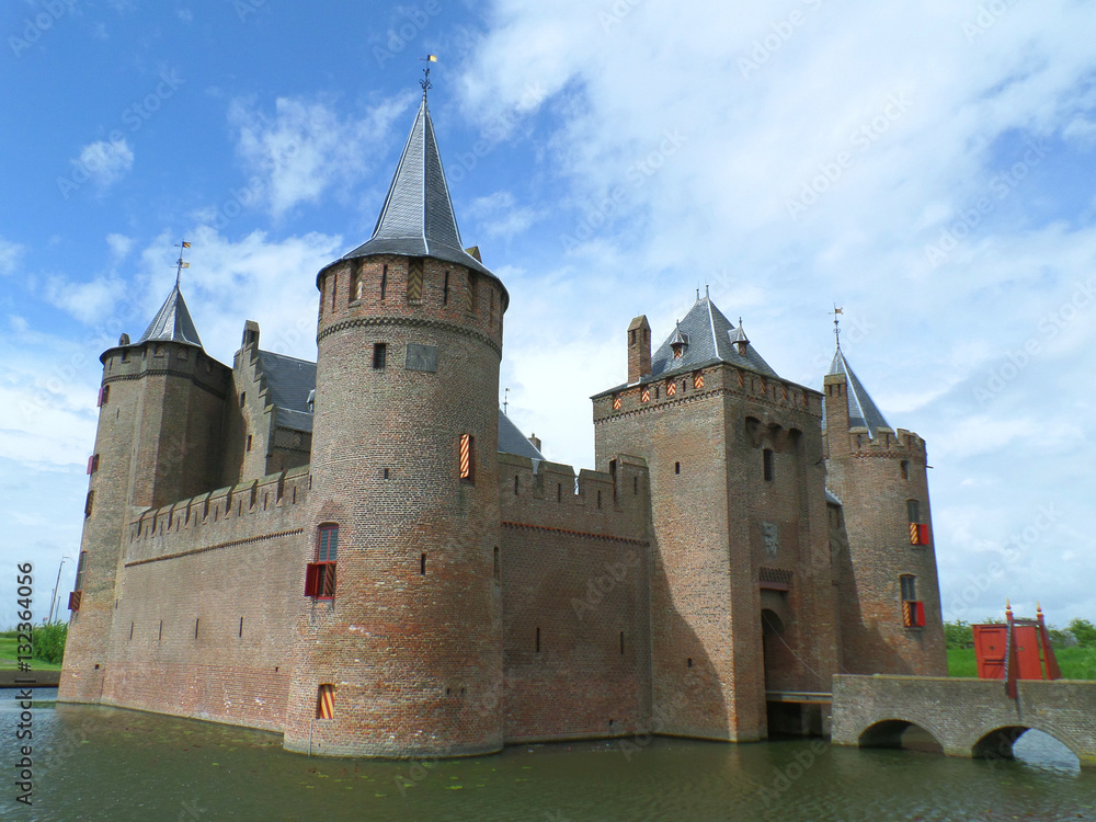 Castle of Muiden or Muiderslot in Dutch, stunning medieval castle in Muiden of Netherlands 