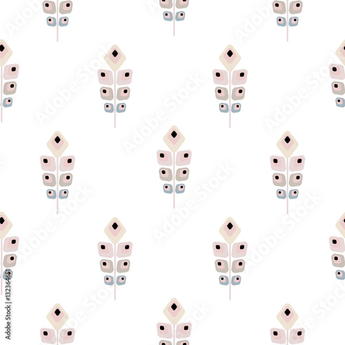 Peacock abstract feather pale pink seamless vector pattern. Peafowl feathers tileable print for textile or wrap paper.