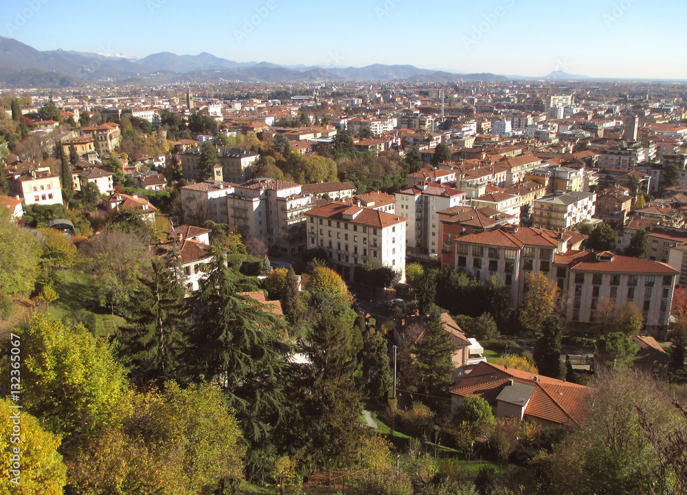 Beautiful ityscape of Citta Bassa, the Lower Town of Bergamo, Northern Italy