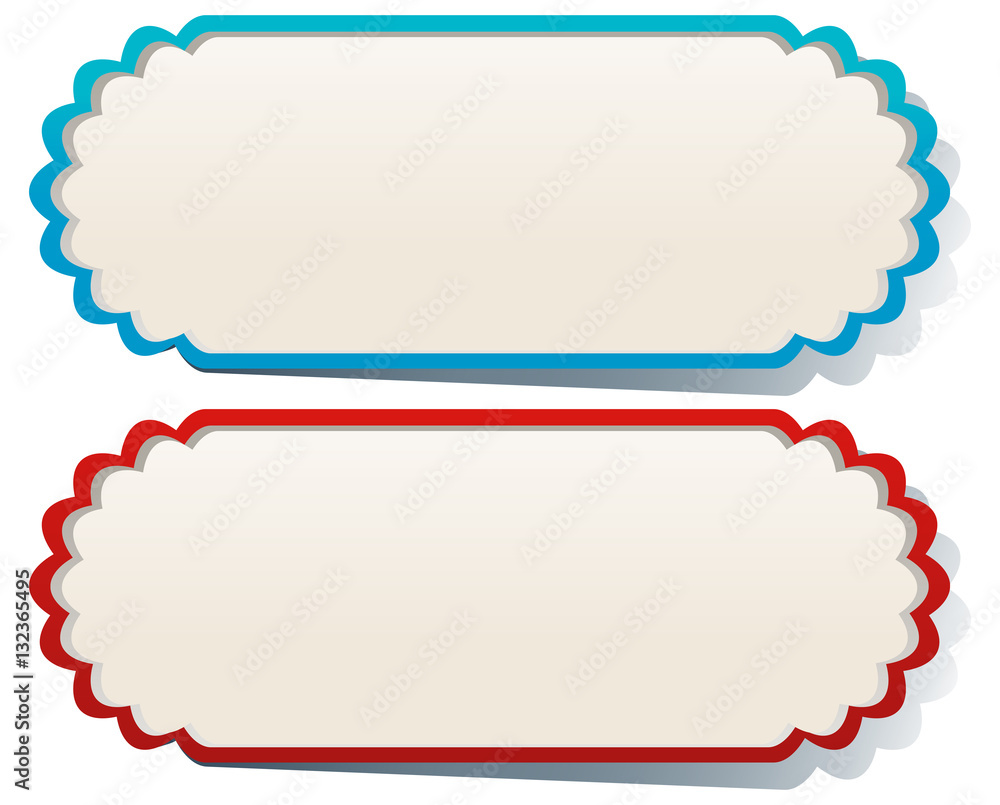 Two labels in blue and red Two labels in blue and red